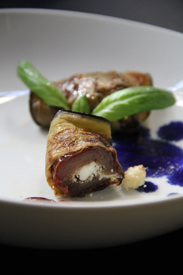 Eggplant Wrapped Dates with Goat&nbsp;Cheese