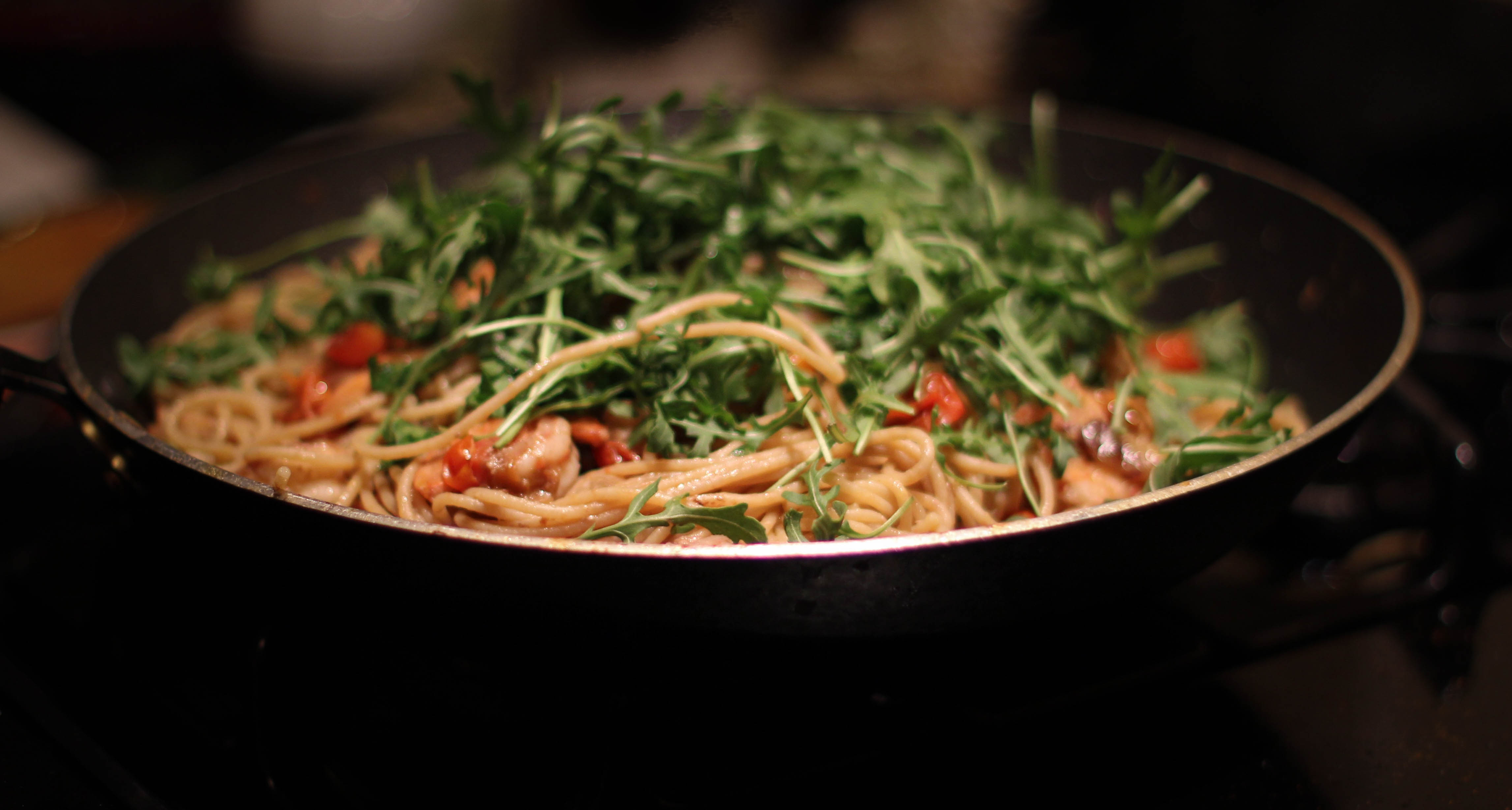 Shrimp and Arugula Pasta